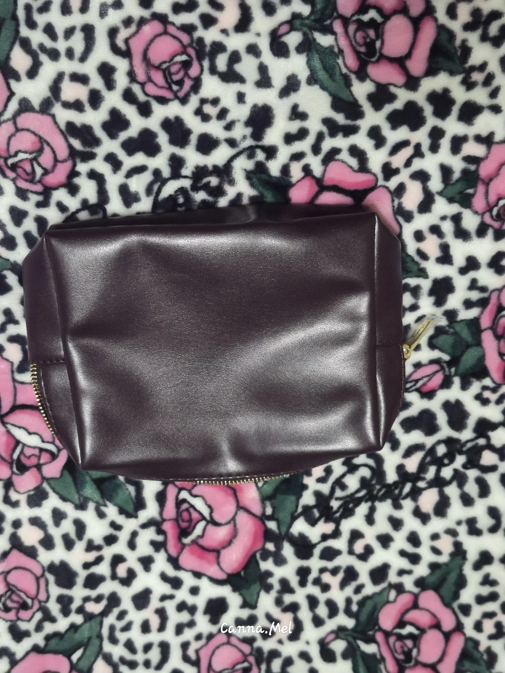 Yves Saint Laurent Beaute Plum Leather Cosmetic Pouch